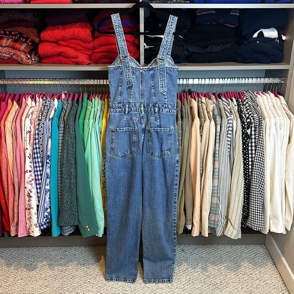 Free People blue sleeveless sweetheart neckline jeans jumpsuit size XS NWOT - Picture 3 of 3